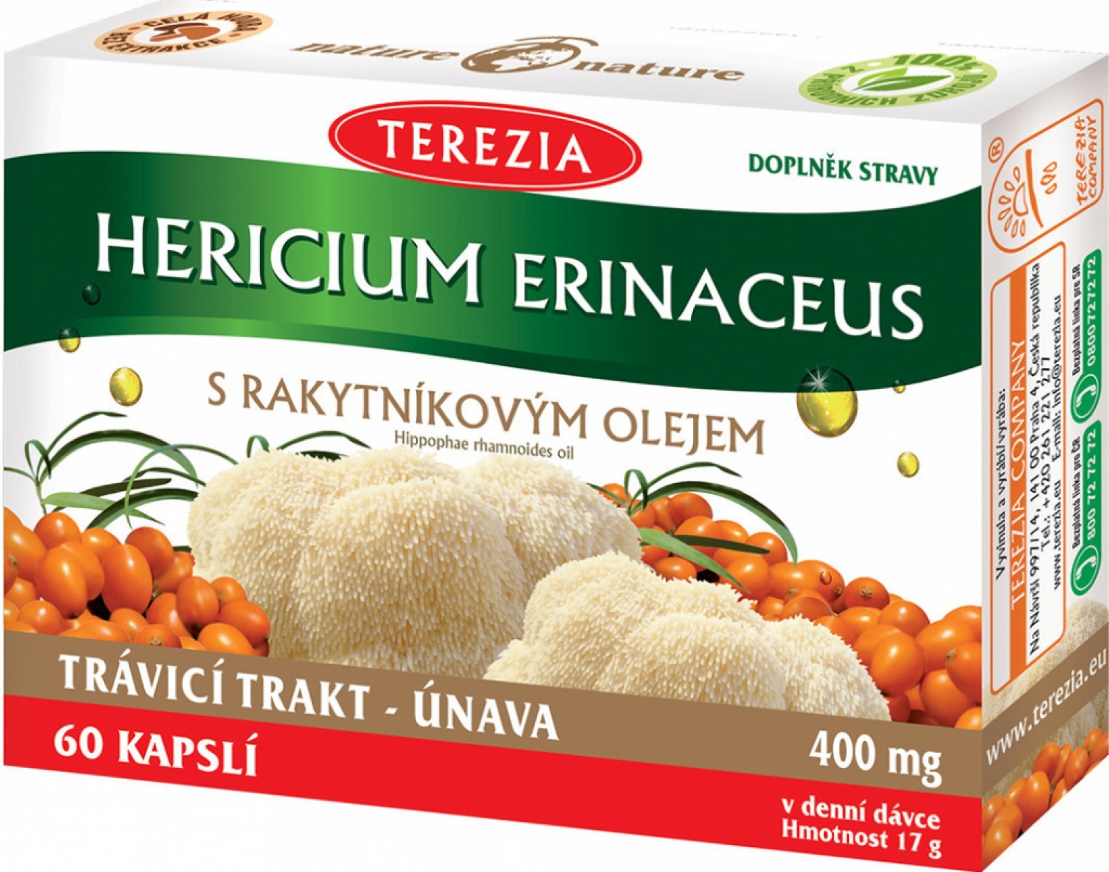 Terezia Company Hericium erinaceus s rakytníkovým olejem 60 kapslí